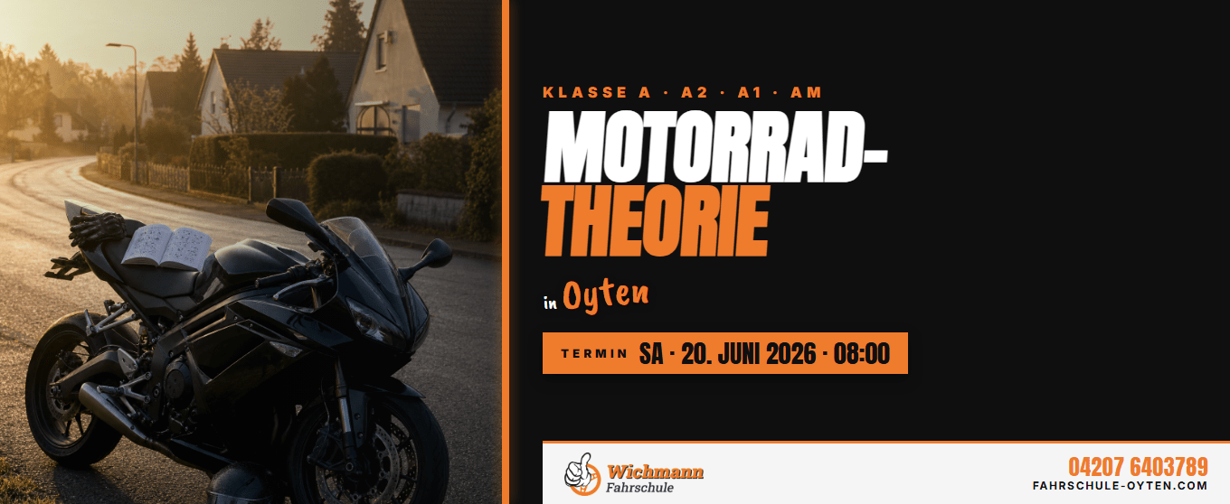 header-1360x558 Motorcycle parked on a sunlit residential street with an open notebook on the seat; an orange-and-black event ad is on the right side.